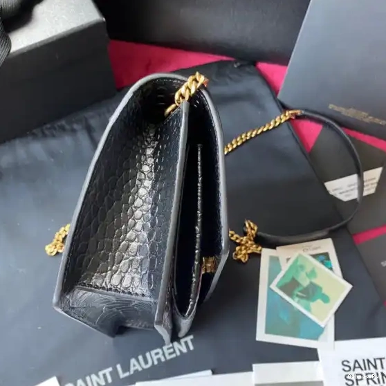 CROCODILE-EMBOSSED LEATHER YSL SUNSET IN SHINY 0403
